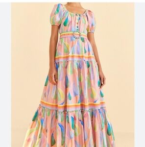 Farm Rio Pastel Leaves Maxidress